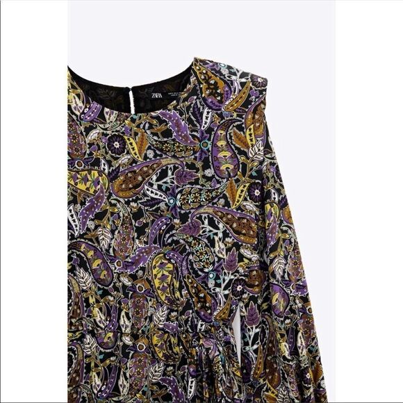 Zara paisley printed shoulder pad dress - Picture 6 of 8